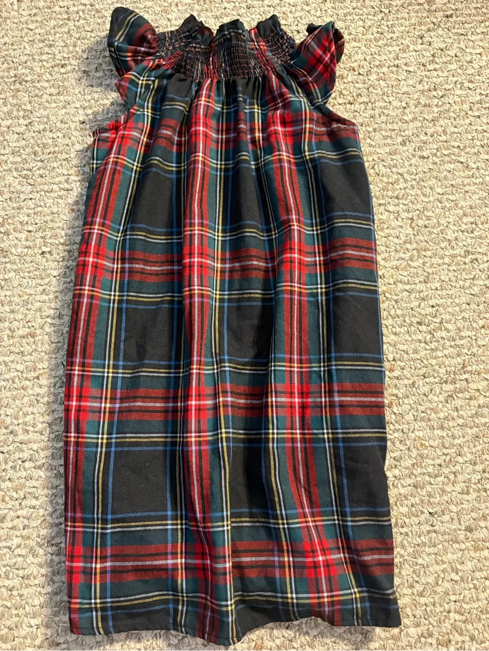 Crewcuts Red, Black & Blue Plaid Smocked Sleeveless Nightgown, Size M 8-9